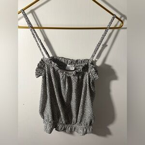 Woman’s Juniors Sienna Sky Black and White Spotted Mini Crop Top